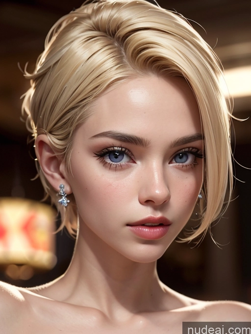 ai nude image of blond woman with blue eyes and a short blond hair pics of 18 Blonde White Casino Nude Diamond Jewelry Bright Lighting Detailed Close-up View Cumshot Big Ass Pubic Hair Sexy Face Pixie