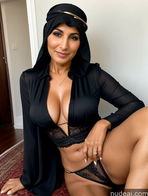 ai nude image of araffe wearing a black robe and a black hat is posing for a picture pics of Milf Perfect Boobs Perfect Body Beautiful Dark Skin 60s Sexy Face Short Hair Arabic Party Niqab Cleavage Partially Nude Detailed Two Blouse Suit High Heels