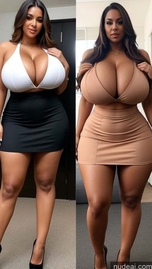 ai nude image of two photos of a woman in a dress and a woman in a dress pics of Huge Boobs Perfect Boobs Big Ass Thick Big Hips Perfect Body Secretary Suit Mini Skirt Cleavage