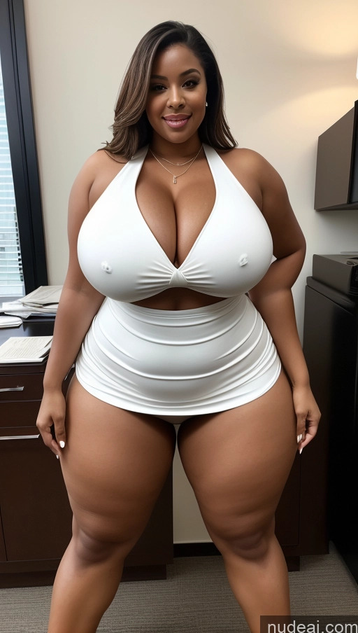 ai nude image of araffe woman in a white top and shorts posing for a picture pics of Huge Boobs Perfect Boobs Big Ass Thick Big Hips Perfect Body Secretary Suit Mini Skirt Cleavage White