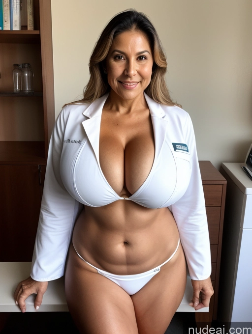 related ai porn images free for Milf One Busty Huge Boobs Tanned Skin 70s Brazilian Front View Lab Coat Microkini Professor Thong