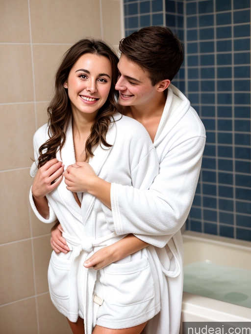 related ai porn images free for Woman + Man 18 Carry On Back Hug From Behind Short Skinny Small Tits Happy Brunette Straight British Bathrobe Bathroom Fairer Skin Oiled Body