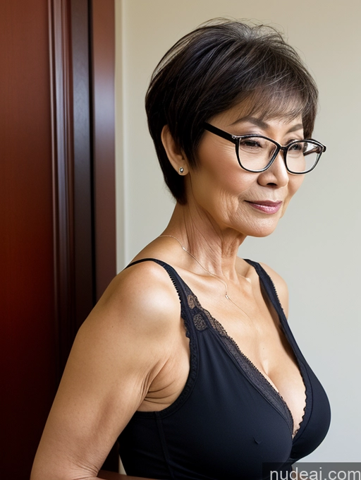 related ai porn images free for Milf Two Small Tits Beautiful Glasses Perfect Body Short Hair 70s Chinese Side View Bra Casual Professor Sweater Cleavage Dark Lighting Detailed Sexy Face