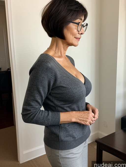 related ai porn images free for Milf Two Small Tits Beautiful Glasses Perfect Body Short Hair 70s Chinese Side View Bra Casual Professor Sweater Cleavage Dark Lighting Detailed Sexy Face