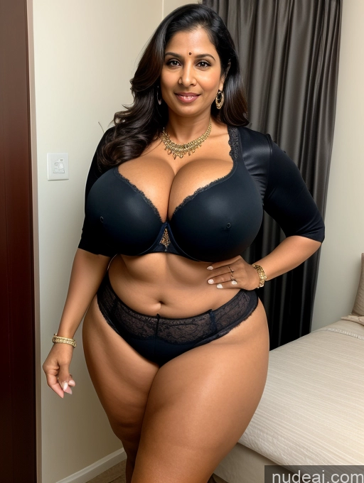 ai nude image of araffe woman in a black bra and black panties posing for a picture pics of Milf Big Ass Indian Huge Boobs Thick Jewelry 40s Bra