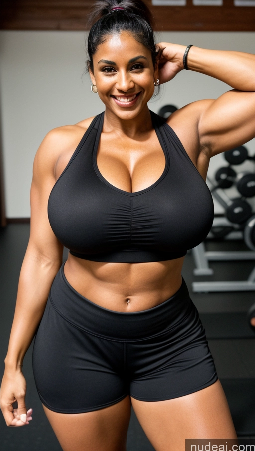 related ai porn images free for Bodybuilder Busty Huge Boobs Muscular Fat Big Ass Tattoos Beautiful Dark Skin Big Hips 50s Sexy Face Happy Black Hair Ponytail Indian Gym Front View Yoga Short Shorts Sports Bra Cleavage Dark Lighting Detailed