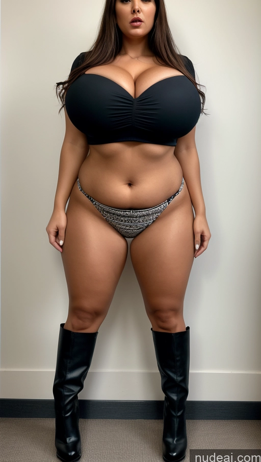 ai nude image of araffe woman in a black top and black boots posing for a picture pics of Huge Boobs Perfect Boobs Big Ass Big Hips Perfect Body Suit Cleavage Mini Skirt Teacher Angry Shocked Secretary Boots