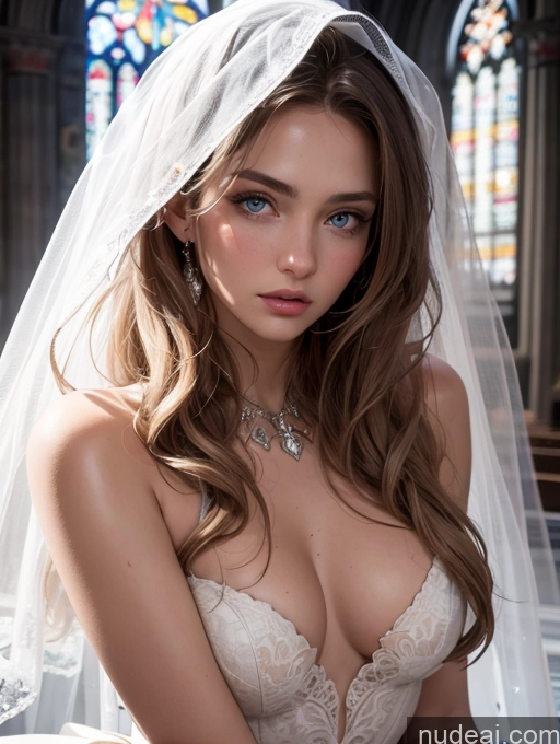 ai nude image of arafed woman in a wedding dress sitting in a church pics of Skinny 18 Transparent Detailed Miss Universe Model Sexy Face Brunette Messy Scandinavian Skin Detail (beta) Front View Wedding Nude Sad Niqab Bright Lighting Shocked Church Viking T-pose