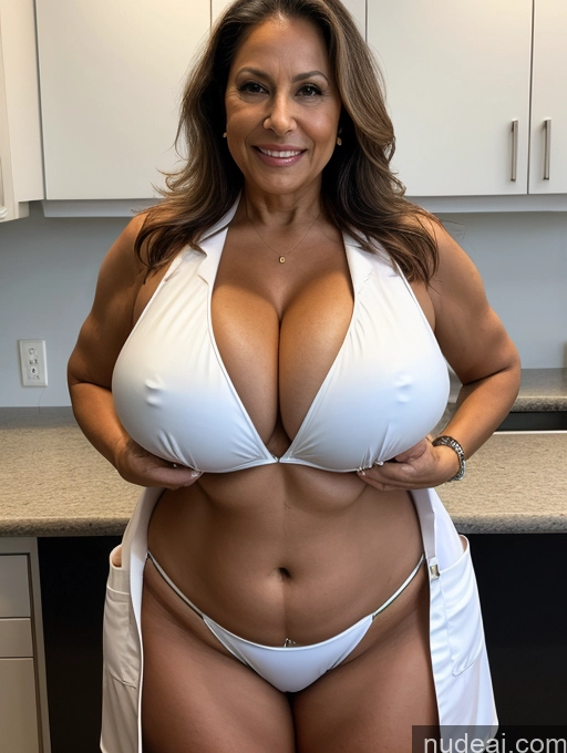 related ai porn images free for Milf One 70s Busty Huge Boobs Tanned Skin Brazilian Front View Microkini Professor Thong Lab Coat