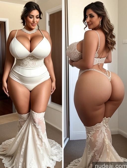 ai nude image of a woman in a white dress and stockings posing for a picture pics of Huge Boobs Perfect Boobs Beautiful Busty Big Ass Big Hips Perfect Body Wedding Middle Eastern