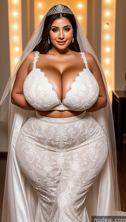 ai nude image of a close up of a woman in a wedding dress posing for a picture pics of Huge Boobs Perfect Boobs Beautiful Busty Big Ass Big Hips Perfect Body Wedding Middle Eastern Bright Lighting