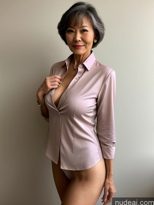 ai nude image of arafed asian woman in a pink shirt posing for a picture pics of Milf Perfect Boobs Perfect Body Pubic Hair 70s Chinese Spreading Legs Nude Blouse Casual Professor Shirt Stylish Suit Detailed Pixie