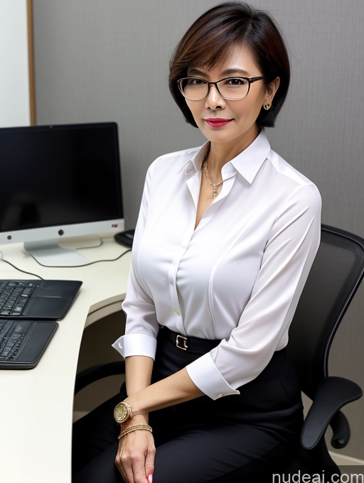 related ai porn images free for Milf Perfect Boobs Beautiful Glasses Perfect Body Short Hair 60s Chinese Office Blouse Casual Professor Stylish Suit Cleavage Dark Lighting Detailed Sexy Face