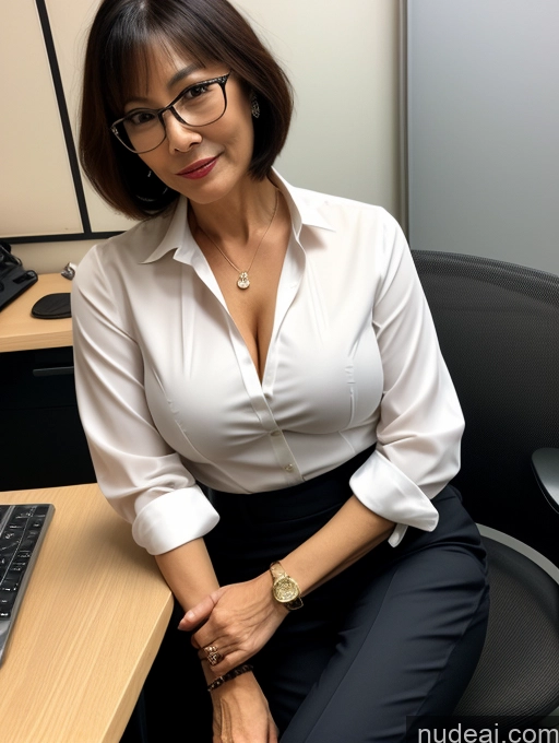 related ai porn images free for Milf Perfect Boobs Beautiful Glasses Perfect Body Short Hair 60s Chinese Office Blouse Casual Professor Stylish Suit Cleavage Dark Lighting Detailed Sexy Face