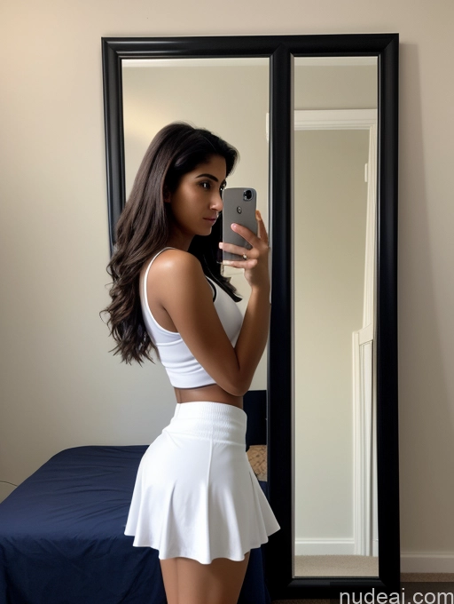 ai nude image of arafed woman taking a selfie in front of a mirror pics of 18 Indian Mirror Selfie Bedroom Tennis Dark Lighting Detailed Side View