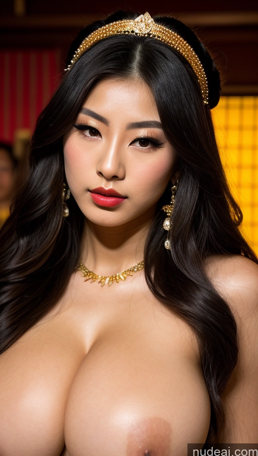 ai nude image of araffed asian woman with big breast posing for a picture pics of Perfect Body Pubic Hair Lipstick 18 Pouting Lips Long Hair Japanese Gold Jewelry Huge Boobs Geisha Diamond Jewelry Cleavage Club