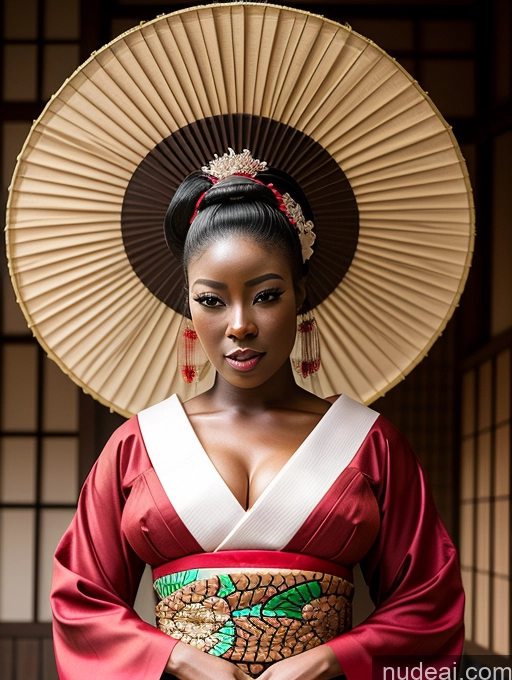 ai nude image of araffe woman in a kimono with a large umbrella pics of Woman One Perfect Boobs Big Hips African 30s Geisha