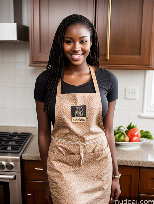 ai nude image of smiling woman in apron standing in kitchen with vegetables on counter pics of Woman One Perfect Boobs African 18 Apron