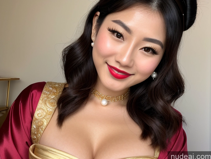 ai nude image of arafed woman in a red dress with a gold dress and a red necklace pics of Lipstick Perfect Body Pubic Hair 18 Happy Pixie Japanese Geisha Cleavage Gold Jewelry Busty Perfect Boobs Pearl Jewelry