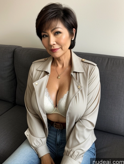 related ai porn images free for Milf Two Busty Perfect Boobs Beautiful Perfect Body Short Hair 60s Chinese Couch Blouse Bra Casual Jacket Jeans Cleavage Dark Lighting Detailed Sexy Face