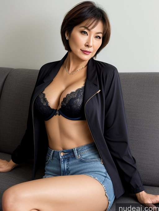 related ai porn images free for Milf Two Busty Perfect Boobs Beautiful Perfect Body Short Hair 60s Chinese Couch Blouse Bra Casual Jacket Jeans Cleavage Dark Lighting Detailed Sexy Face