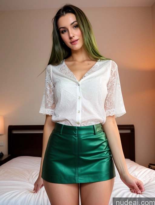 related ai porn images free for Woman Beautiful Skinny Tall Long Hair 18 Seductive Green Hair Russian Sexy Face Small Ass Small Tits Detailed Micro Skirt Blouse Front View Bedroom Cumshot