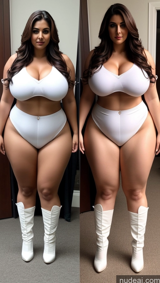 ai nude image of a woman in a white bodysuit and boots posing for a picture pics of Huge Boobs Big Ass Abs Chubby Fairer Skin Indian Superhero