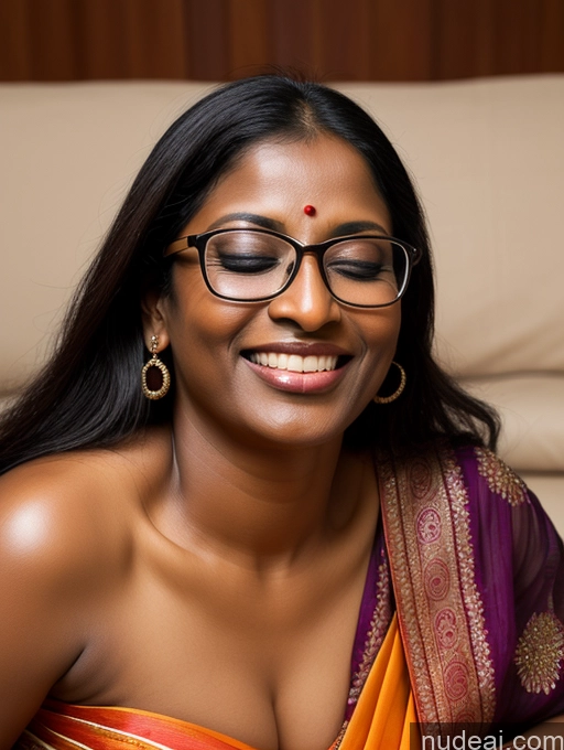 ai nude image of smiling woman in sari sitting on couch with laptop computer pics of Woman One Beautiful Glasses Orgasm Sexy Face Indian On Back Sari 50s Dark Skin