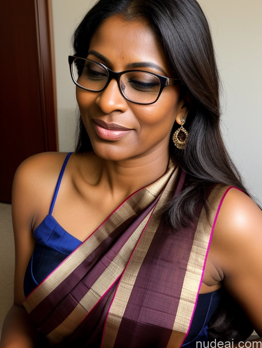 ai nude image of there is a woman wearing glasses and a sari sitting at a table pics of Woman One Beautiful Glasses Indian On Back Sari 50s Dark Skin Serious Orgasm Sexy Face