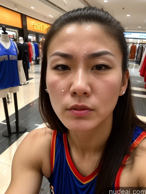 ai nude image of arafed woman in a blue and red basketball uniform looking at the camera pics of Bodybuilder Two Perfect Boobs Angry Ponytail Chinese Skin Detail (beta) Mall Cumshot Cleavage 18 Basketball Tunic