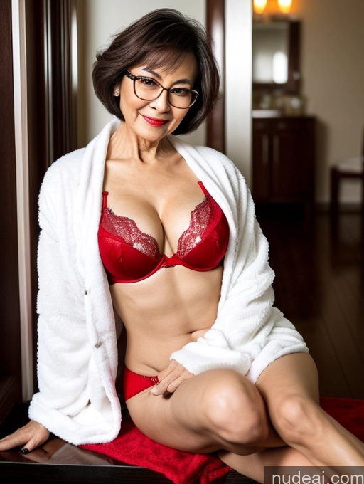 related ai porn images free for Milf Several Perfect Boobs Perfect Body Small Tits Beautiful Glasses Sexy Face Short Hair Chinese Party Bathrobe Bra High Heels Stockings Dark Lighting Detailed Skinny 80s