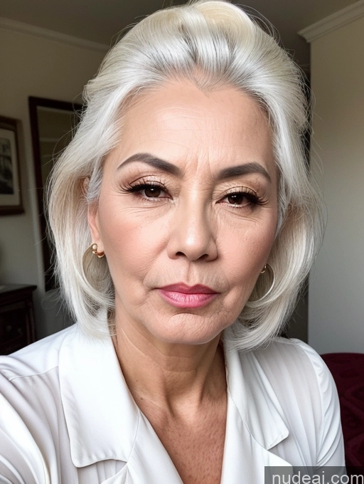 ai nude image of blond woman with white hair and earrings posing for a picture pics of Milf Beautiful Long Hair Pouting Lips Sexy Face 50s Asian Victorian White Hair