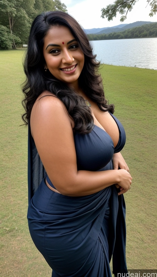 ai nude image of sexy indian woman in blue dress posing in front of a lake pics of Milf Busty Beautiful Big Hips Tall Sexy Face Long Hair Indian Front View T-pose Sari Cleavage Detailed Big Ass Tattoos Happy Thick Black Hair Chubby Dark Skin Perfect Boobs 30s Lake