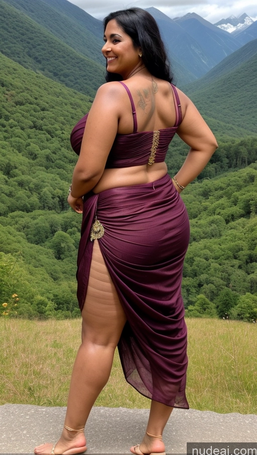 ai nude image of a woman in a purple dress standing on a road with a mountain in the background pics of Milf Busty Beautiful Big Hips Tall Sexy Face Long Hair Indian T-pose Sari Cleavage Detailed Big Ass Tattoos Happy Thick Black Hair Dark Skin Perfect Boobs Fat Mountains Back View 40s