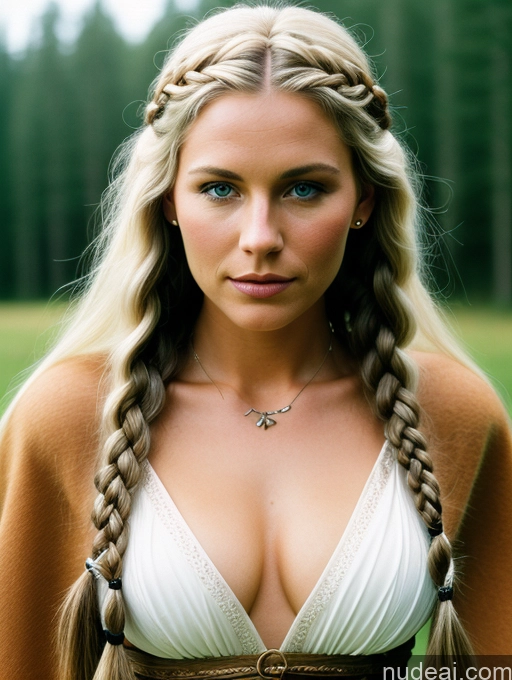 related ai porn images free for Woman Perfect Body 30s White Hair Braided Scandinavian Film Photo Front View Viking One Perfect Boobs