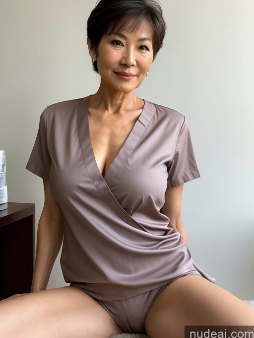 ai nude image of arafed asian woman in a short dress sitting on a bed pics of Milf Perfect Boobs Perfect Body Pubic Hair 60s Pixie Chinese Spreading Legs Nude Blouse Casual Nurse Shirt Stylish Suit Detailed