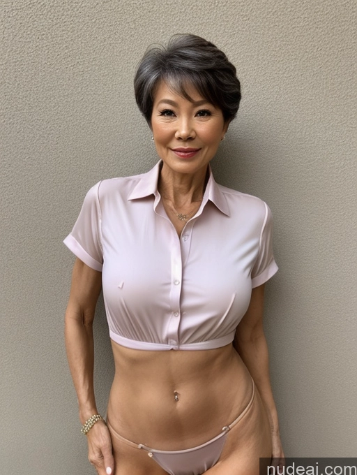 ai nude image of arafed asian woman in a pink shirt and panties posing for a picture pics of Milf Perfect Boobs Perfect Body Pubic Hair 60s Pixie Chinese Spreading Legs Nude Blouse Casual Shirt Stylish Suit Teacher Detailed