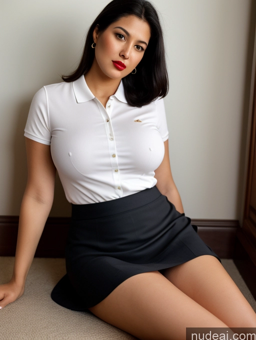 ai nude image of there is a woman sitting on the floor wearing a skirt pics of Several Perfect Boobs Beautiful Lipstick Big Ass Chubby Long Legs 30s Seductive Black Hair Indian Front View On Back Long Skirt Dark Lighting Simple Woman Mini Skirt Polo Secretary Lake