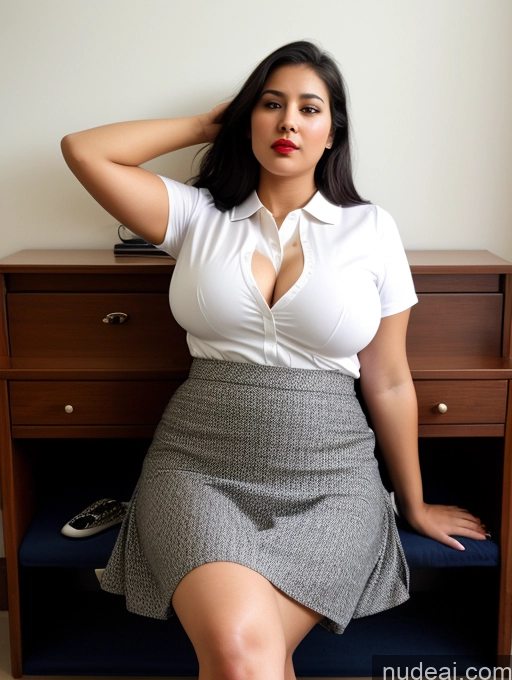 ai nude image of there is a woman sitting on a bench wearing a skirt pics of Several Perfect Boobs Beautiful Lipstick Big Ass Chubby Long Legs 30s Seductive Black Hair Indian Front View On Back Long Skirt Dark Lighting Simple Woman Mini Skirt Polo Secretary Lake