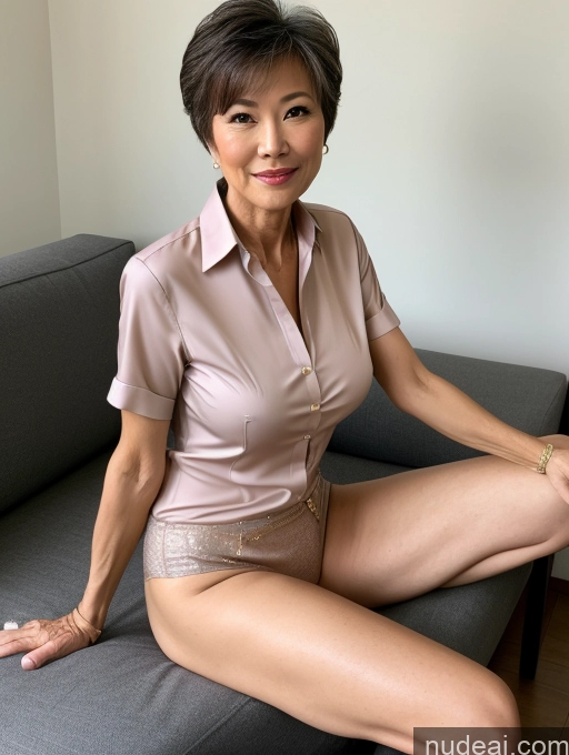 ai nude image of there is a woman sitting on a couch with a remote control pics of Milf Perfect Boobs Perfect Body Pubic Hair 60s Pixie Chinese Spreading Legs Nude Blouse Casual Professor Shirt Stylish Suit Detailed