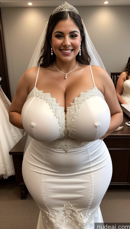 ai nude image of araffe woman in a wedding dress posing for a picture pics of Huge Boobs Perfect Boobs Big Ass Thick Big Hips Perfect Body Western Wedding Happy Pearl Jewelry Busty