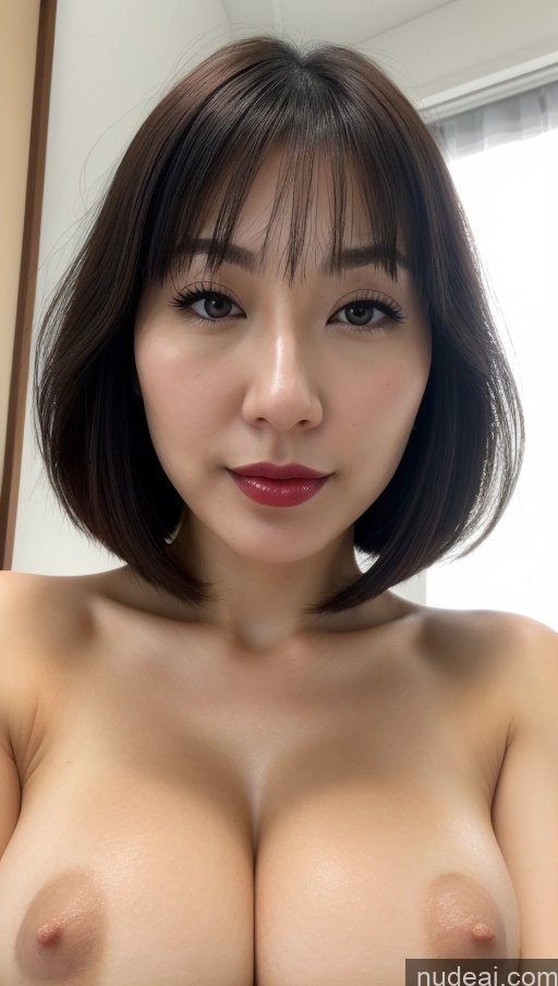 related ai porn images free for Woman One Huge Boobs Beautiful Lipstick Fairer Skin 30s Black Hair Bobcut Japanese Close-up View Simple Detailed