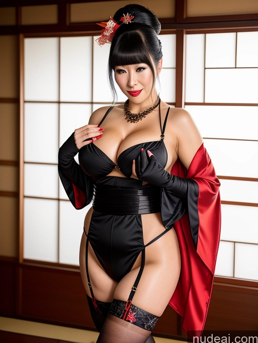 ai nude image of there is a woman in a lingerie posing for a picture pics of Busty Perfect Boobs Perfect Body Big Hips Sexy Face Black Hair Onsen Kimono Pearl Jewelry Jewelry Cleavage Geisha Oiled Body Malaysian Ponytail Stockings 50s Thigh Socks Fantasy Armor