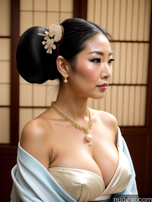 ai nude image of araffe woman with a very large breast and a very big breast pics of Busty Perfect Boobs Perfect Body Big Hips Sexy Face Black Hair Onsen Kimono Pearl Jewelry Jewelry Cleavage Geisha Oiled Body Ponytail Filipina 40s