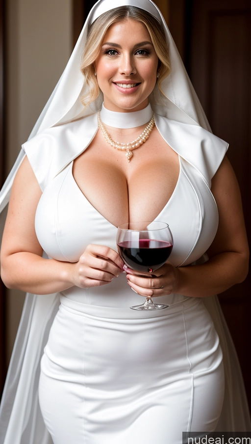 ai nude image of arafed woman in a white dress holding a glass of wine pics of Huge Boobs Perfect Boobs Thick Perfect Body Blonde Wedding Big Hips Big Ass Wine Fairer Skin Nun Cleavage Busty Pearl Jewelry Jewelry Diamond Jewelry