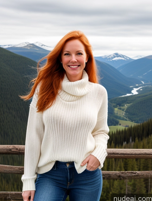 related ai porn images free for 40s Long Hair Swedish Mountains Front View One Jeans Happy Model Perfect Boobs Ginger Fairer Skin Sweater Boots