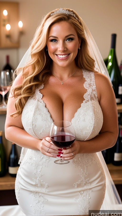 ai nude image of arafed woman in a wedding dress holding a glass of wine pics of Huge Boobs Perfect Boobs Thick Perfect Body Blonde Big Hips Big Ass Busty Irish Wedding Happy Wine