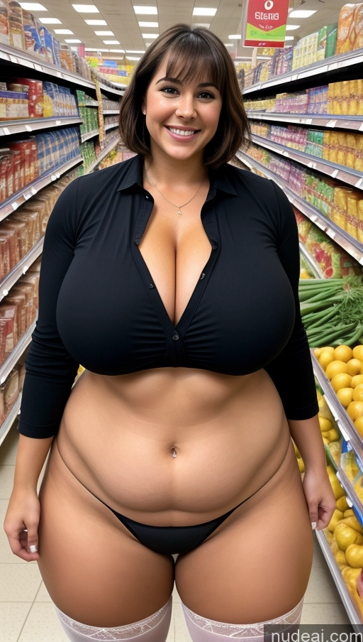 ai nude image of arafed woman in a black top and panties in a store pics of Woman One Beautiful Muscular Big Ass Abs Thick Chubby Pubic Hair Short Hair Happy Nude Big Hips Stockings Detailed Secretary Professor Teacher Huge Boobs Grocery