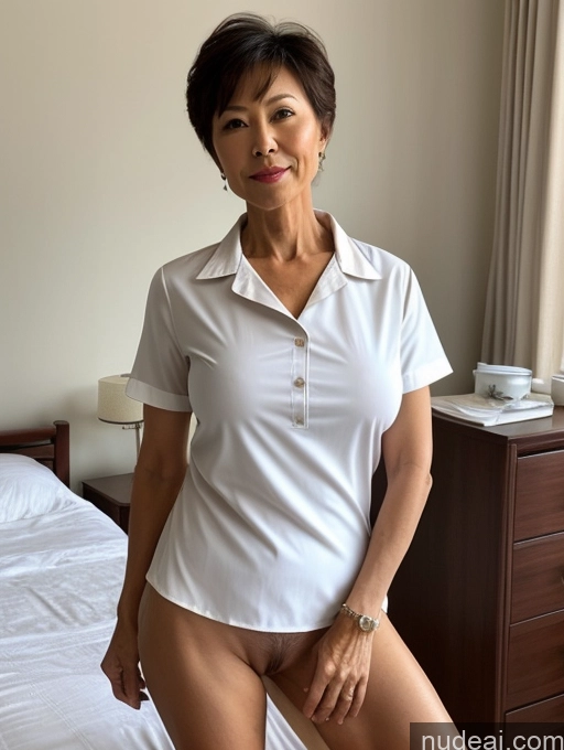 ai nude image of arafed woman in a white shirt and panties posing on a bed pics of Milf Perfect Boobs Perfect Body Pubic Hair 60s Pixie Chinese Spreading Legs Nude Blouse Casual Nurse Shirt Stylish Suit Detailed