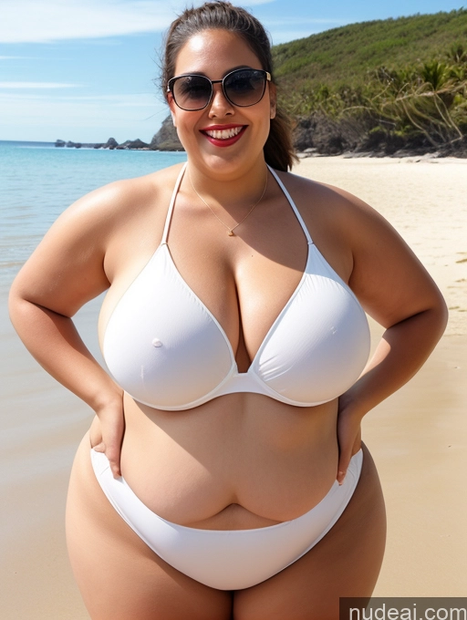 related ai porn images free for Woman Fat 20s Happy Brunette Ponytail White Beach T-pose Bikini Sunglasses Lipstick Big Hips Busty Huge Boobs Chubby Thick Front View